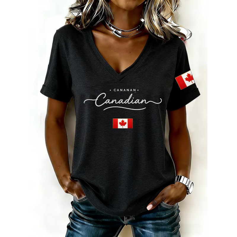 Summer Clothing Women Canada - Kaus Wanita Gambar Bendera Nasional Kanada