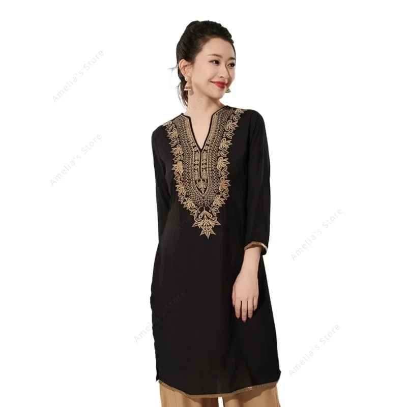 Summer Clothing Pakistan - Blus Katun Bordir Tradisional India untuk