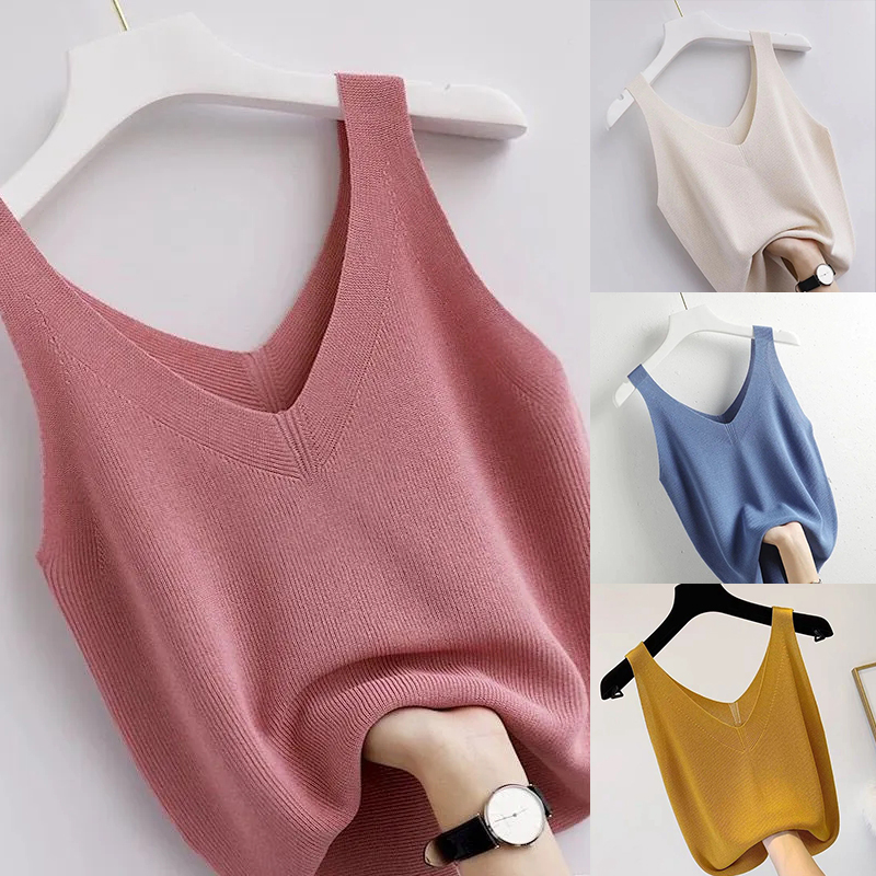 Summer Zara - Tank Top Vintage rajut wanita, pakaian
