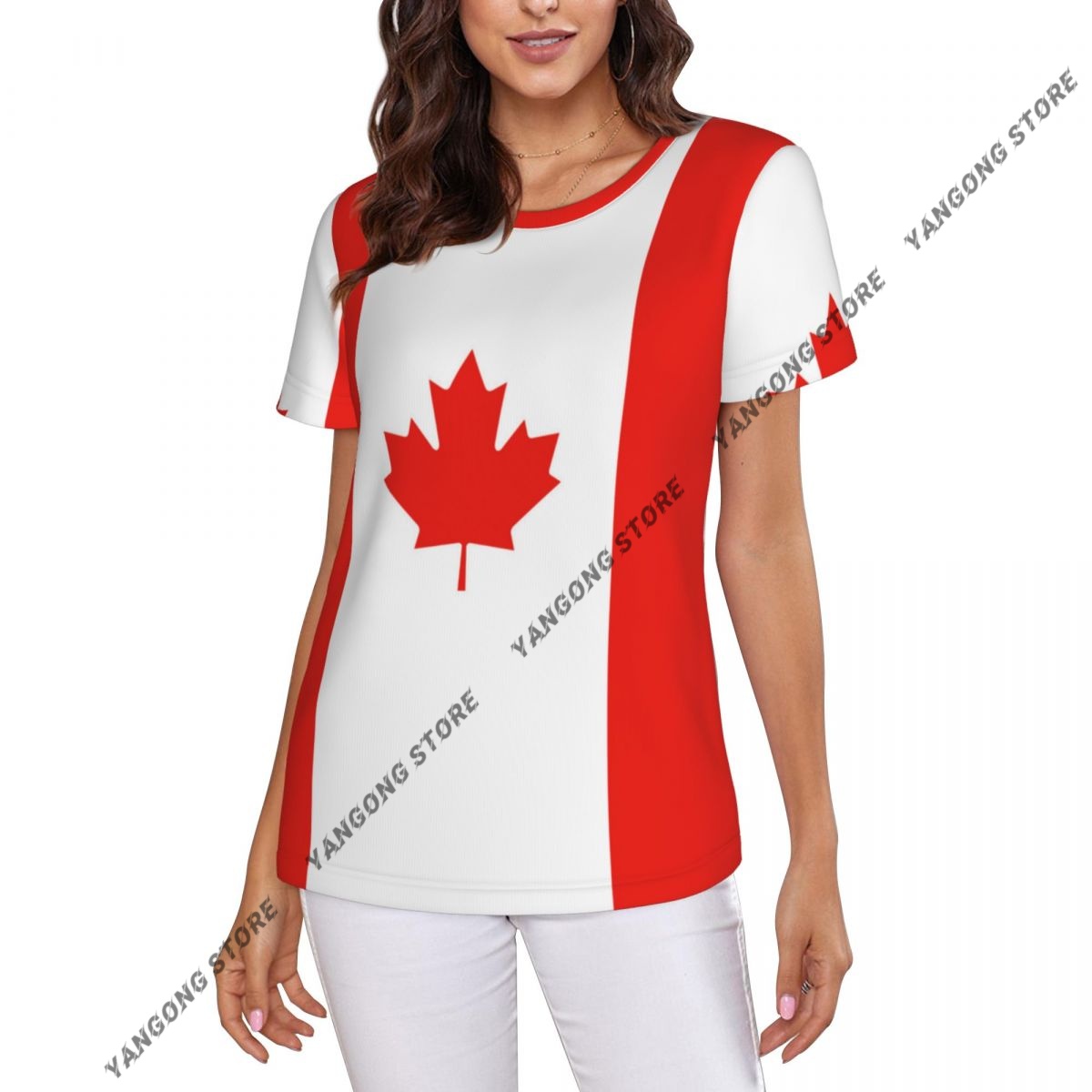 Kaos Wanita Kaos Bendera Kanad - Summer Clothing Women Canada ulasan dan harga