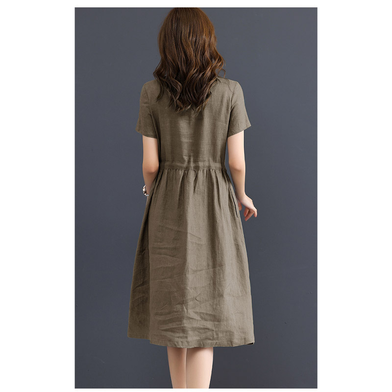 Gaun Linen Murni Wanita Lengan - Summer Clothing Drawing ulasan dan harga
