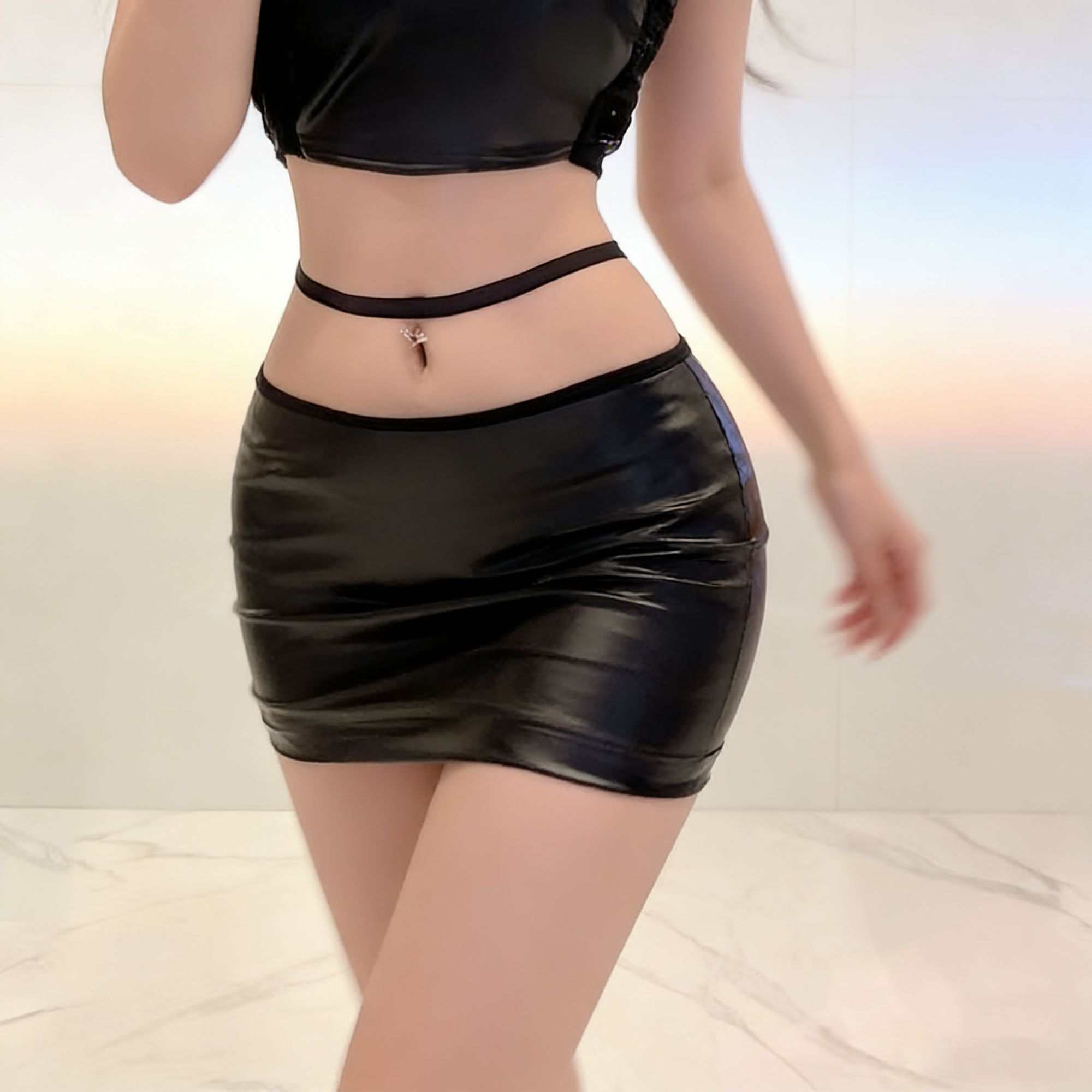 Rok bungkus PU seksi wanita mo - Summer Clothing Wraps ulasan dan harga