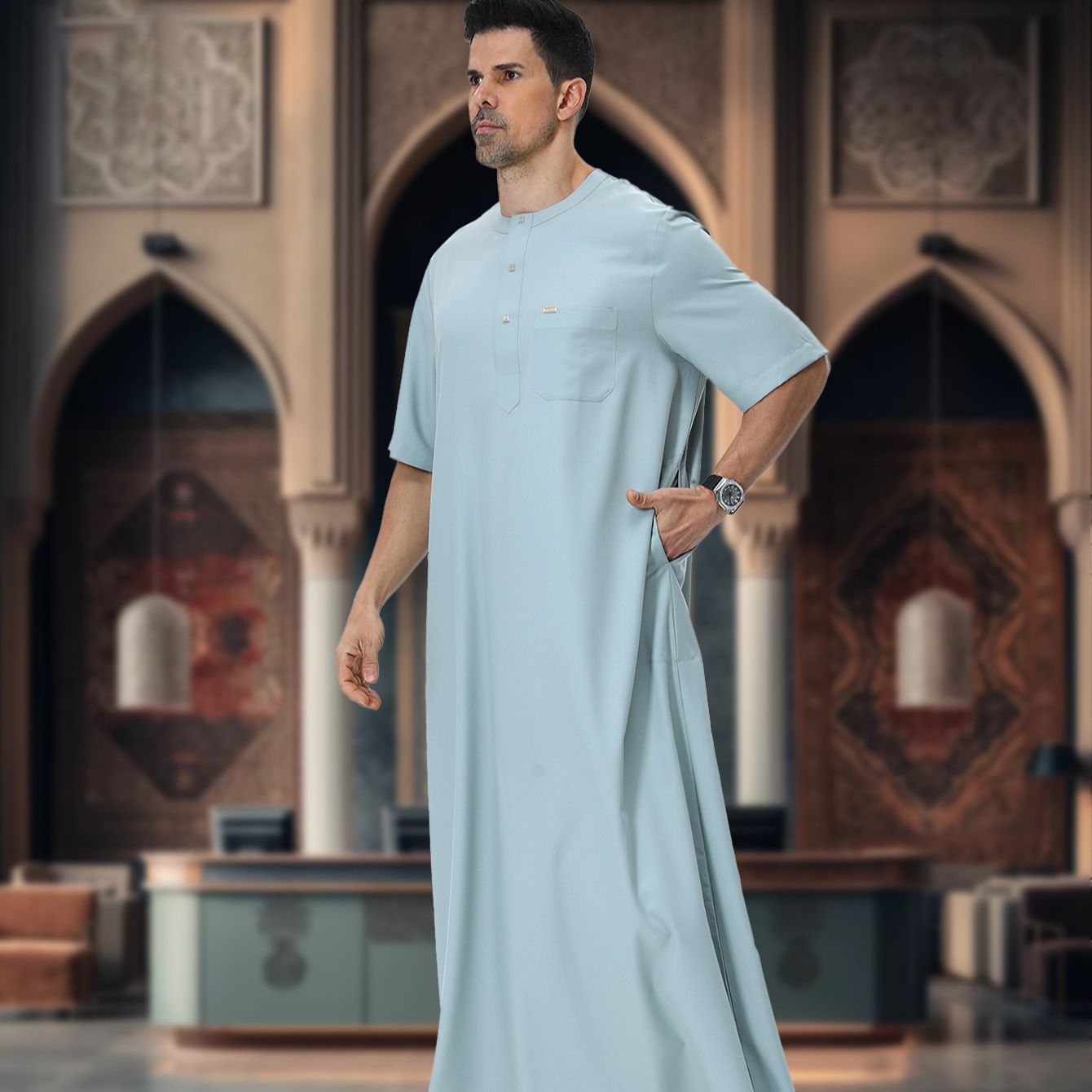 Pria Muslim Abaya Kaftan Pakis - Summer Clothing Pakistan ulasan dan harga